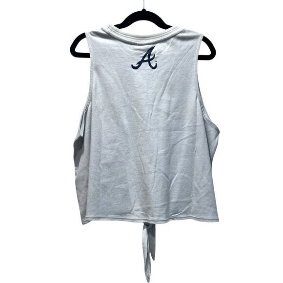 NWT! Atlanta Braves MLB Wild Collective Twisted Tie Front Puff Print Top Medium - Picture 6 of 7